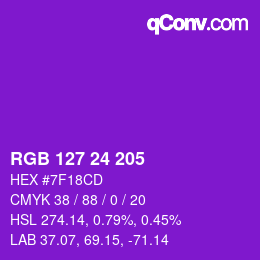 カラーコード: RGB 127 24 205 | qconv.com