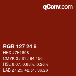 カラーコード: RGB 127 24 8 | qconv.com