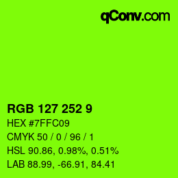 カラーコード: RGB 127 252 9 | qconv.com