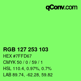 Color code: RGB 127 253 103 | qconv.com