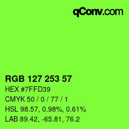 Farbcode: RGB 127 253 57 | qconv.com