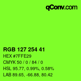 Color code: RGB 127 254 41 | qconv.com