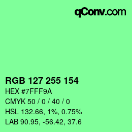 Color code: RGB 127 255 154 | qconv.com