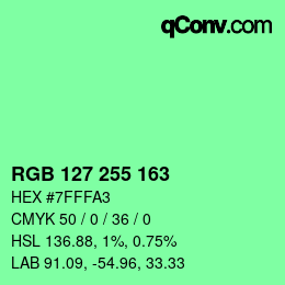 Color code: RGB 127 255 163 | qconv.com