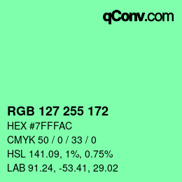 Color code: RGB 127 255 172 | qconv.com