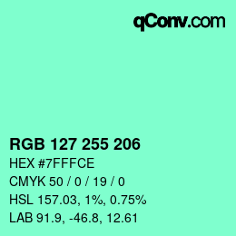 Color code: RGB 127 255 206 | qconv.com