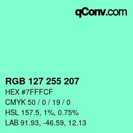 Color code: RGB 127 255 207 | qconv.com