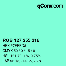 Color code: RGB 127 255 216 | qconv.com