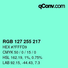 Color code: RGB 127 255 217 | qconv.com