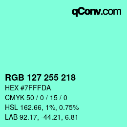 Color code: RGB 127 255 218 | qconv.com