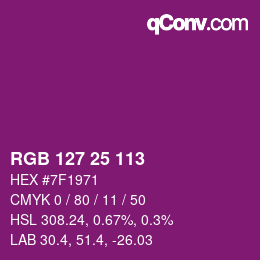 Color code: RGB 127 25 113 | qconv.com
