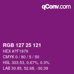 カラーコード: RGB 127 25 121 | qconv.com