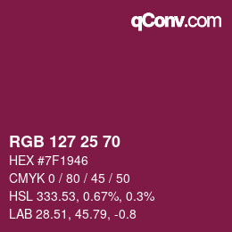 Color code: RGB 127 25 70 | qconv.com
