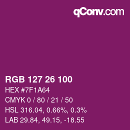 カラーコード: RGB 127 26 100 | qconv.com