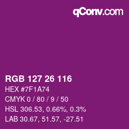 カラーコード: RGB 127 26 116 | qconv.com