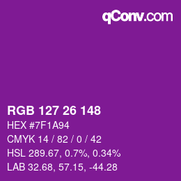 Color code: RGB 127 26 148 | qconv.com