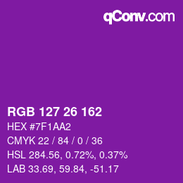 颜色代码: RGB 127 26 162 | qconv.com