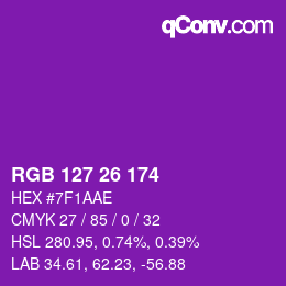 Color code: RGB 127 26 174 | qconv.com