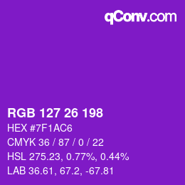 Color code: RGB 127 26 198 | qconv.com