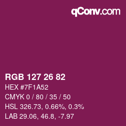 Color code: RGB 127 26 82 | qconv.com