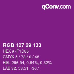 カラーコード: RGB 127 29 133 | qconv.com