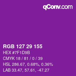 颜色代码: RGB 127 29 155 | qconv.com