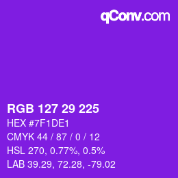 Color code: RGB 127 29 225 | qconv.com