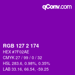 カラーコード: RGB 127 2 174 | qconv.com