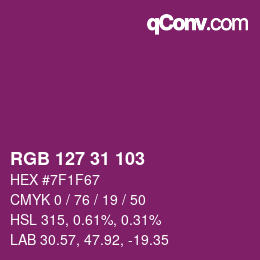 颜色代码: RGB 127 31 103 | qconv.com