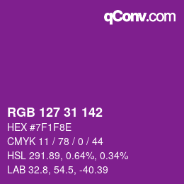 Color code: RGB 127 31 142 | qconv.com