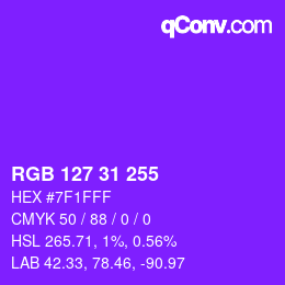 Color code: RGB 127 31 255 | qconv.com