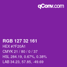 カラーコード: RGB 127 32 161 | qconv.com