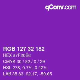 Color code: RGB 127 32 182 | qconv.com