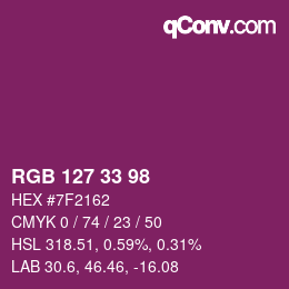 Color code: RGB 127 33 98 | qconv.com