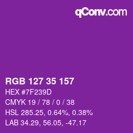 Color code: RGB 127 35 157 | qconv.com
