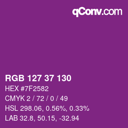 Color code: RGB 127 37 130 | qconv.com