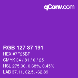 Color code: RGB 127 37 191 | qconv.com