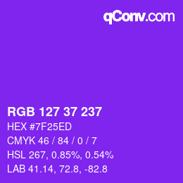 カラーコード: RGB 127 37 237 | qconv.com