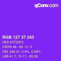 Color code: RGB 127 37 243 | qconv.com