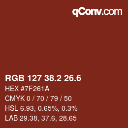 カラーコード: RGB 127 38.2 26.6 | qconv.com