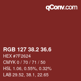 カラーコード: RGB 127 38.2 36.6 | qconv.com
