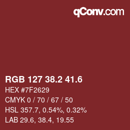 カラーコード: RGB 127 38.2 41.6 | qconv.com