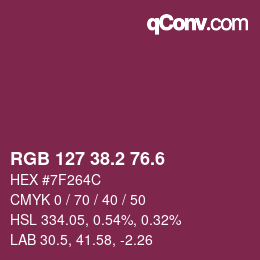 カラーコード: RGB 127 38.2 76.6 | qconv.com