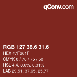 カラーコード: RGB 127 38.6 31.6 | qconv.com