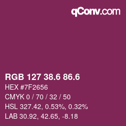 カラーコード: RGB 127 38.6 86.6 | qconv.com