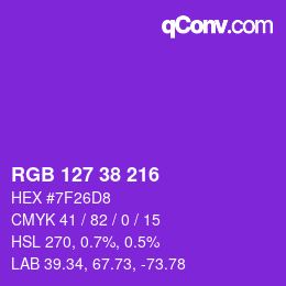 Color code: RGB 127 38 216 | qconv.com