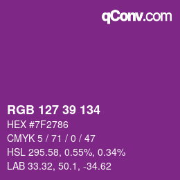 Color code: RGB 127 39 134 | qconv.com