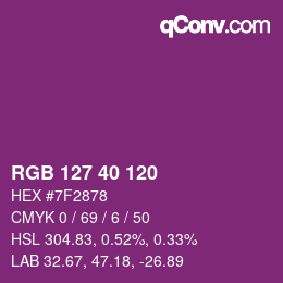 カラーコード: RGB 127 40 120 | qconv.com