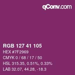 Color code: RGB 127 41 105 | qconv.com