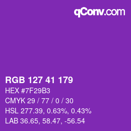 颜色代码: RGB 127 41 179 | qconv.com